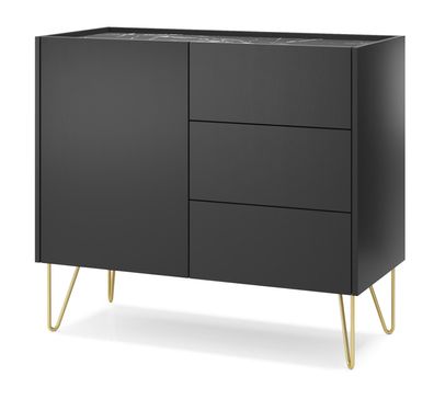 Furnlux Sideboard Harmony Schwarz & Gold 97cm