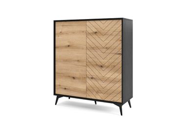 Furnlux Sideboard Diamond Beige & Schwarz 104cm
