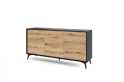 Furnlux Sideboard Diamond Beige & Schwarz 154cm