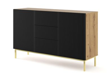 Furnlux Sideboard Ravenna B Beige & Schwarz & Gold 150cm