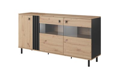 Furnlux Sideboard Madis Beige & Schwarz 165cm