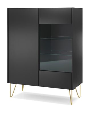 Furnlux Vitrine Harmony Schwarz & Gold 97cm
