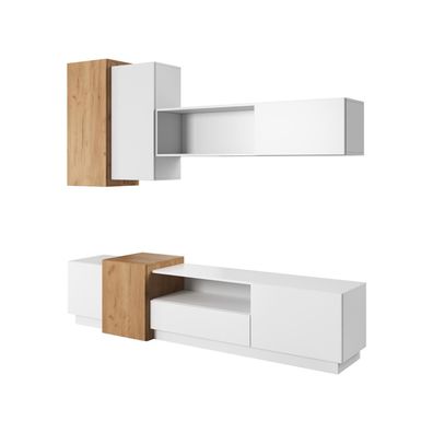 Furnlux Wandschrank 3d Weiss & Gold 220cm