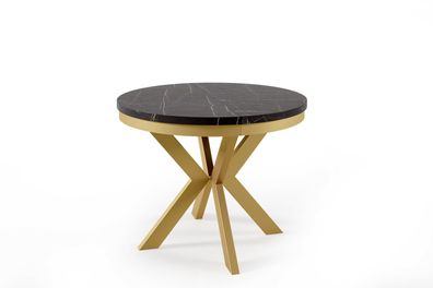 Furnlux Esstisch Edder Schwarz & Gold 90cm