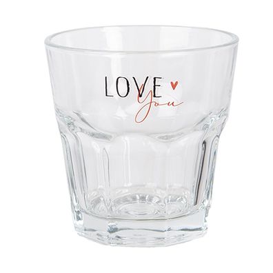 Clayre & Eef Wasserglas 200 ml Transparant Glas Love (Gr. Ø 8x8 cm / 200 ml)