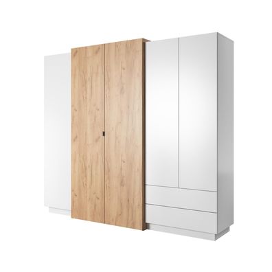 Furnlux Kleiderschrank 3d Weiss & Gold 230cm