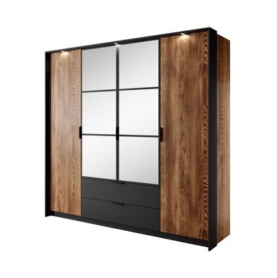 Furnlux Kleiderschrank Milton Braun & Schwarz 224cm