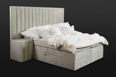 Modernes Taupes Doppelbett 2X Nachttische Schlafzimmer Boxspringbett