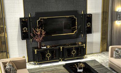 Klassische Schrankwand Gothik Stil Wohnwand Fernseher Paneel Rtv Sideboard