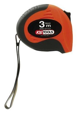 KS-TOOLS Rollbandmaß 3 m, mit Feststeller Bandstah schwarz/ rot