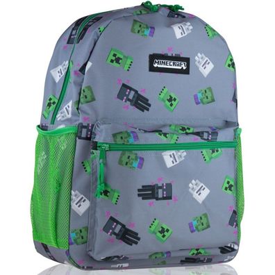 Minecraft Teen Backpack, Gray, Maße: ca. 30 x 14 x 40 cm (LxBxH)