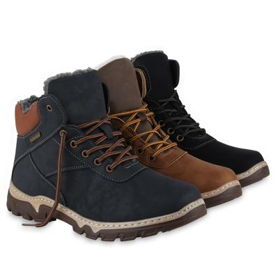 VAN HILL Herren Warm Gefüttert Winter Boots Stiefelette Profil-Sohle Schuhe 841505