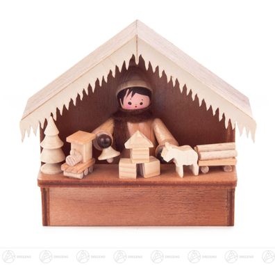 Weihnachtliche Miniatur Weihnachtsmarktbude Spielwaren H=ca 7,5cm NEU Erzgebirge