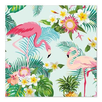 10x Papstar 20 Servietten, 3-lagig 1/4-Falz 33 cm x 33 cm "Exotic Flamingos" | Unbeka