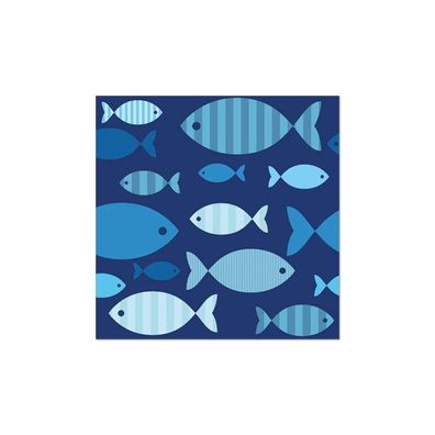 Papstar 20 Servietten, 3-lagig 1/4-Falz 33 cm x 33 cm "Blue Fish" | Folie (20 Stück)