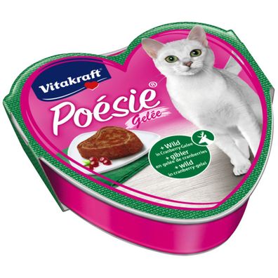 Vitakraft Katzenfutter Poesie Gelee, Wild mit Cranberries - 15 Schalen