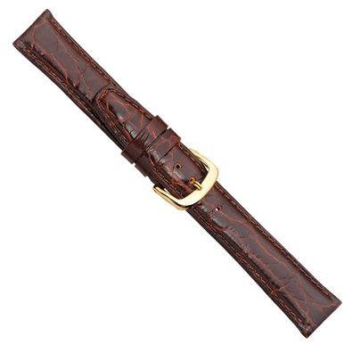 Herzog Uhrenarmband Leder Braun Kroko-Prägung leicht gepolstert 20907G