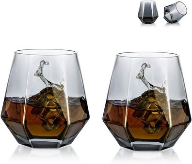 Diamant-Whisky-Gläser, 2er-Pack, Saftgläser