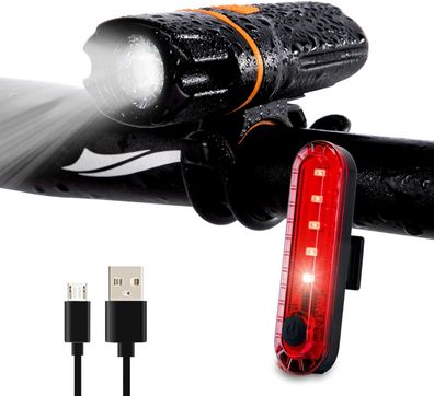 Fahrradlicht-Taschenlampe mit USB-Rücklicht (USB-Kabel im Lieferumfang enthalten)