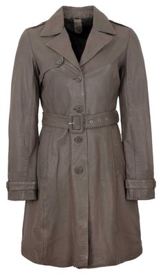 Gipsy - Damen Trenchcoat Ledermantel Lammnappa taupe