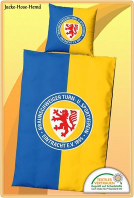 Bettwäsche Eintracht Braunschweig Baumwolle Gelb Blau Beutel Gr. 135x200cm NEU