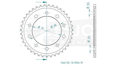 ESJOT Kettenrad "35044" 530, Stahl 39 Zähne