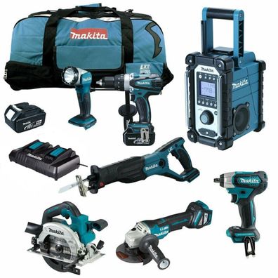 MAKITA LXT 18V 10tlg. Akku Werkzeug Set + DGA515 Akku Winkelschleifer