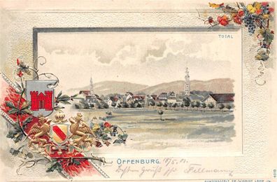 Offenburg Total Ansicht Baden-Württemberg Postkarte Geprägt AK 1901