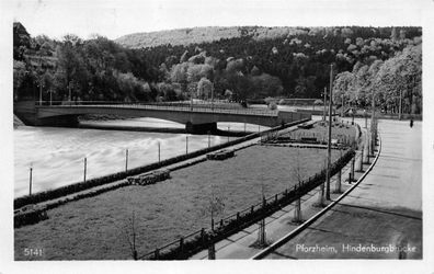 Pforzheim Hindenburgbrücke Baden-Württemberg Postkarte AK