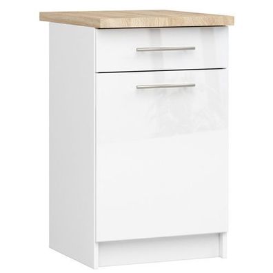 Küchenschrank AKORD OLIWIA modular S50 Weiß 50 cm Front Weiß Hochglanz 50x85x46 cm