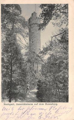 Stuttgart Aussichtsturm auf dem Hasenberg Baden-Württemberg Postkarte AK 1903