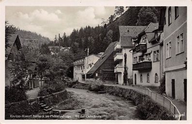 An der Oelschnitz Kneipp Kurort Berneck im Fichtelgebirge Bayern Postkarte AK