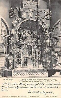 Altar in der Gnadenkapelle in Altötting Bayern Postkarte AK 1904