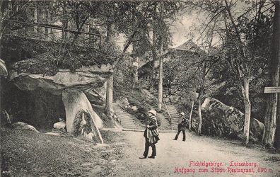 Aufgang zum Restaurant Luisenburg Fichtelgebirge Bayern Postkarte AK