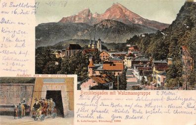 Berchtesgaden mit Watzmanngruppe Ausfahrt Bergwerk AK 1904