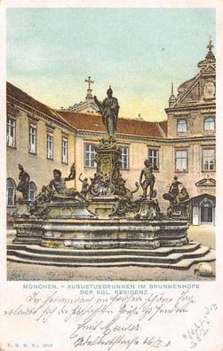 Augustusbrunnen im Brunnenhofe der Residenz in München Bayern Postkarte AK 1903