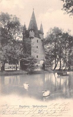 Augsburg Fünfgradturm Postkarte AK 1907