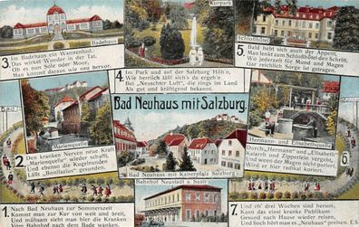 Bad Neuhaus mit Salzburg Kurpark Badehaus Postkarte AK