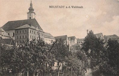 Blick auf Pfarrkirche in Neustadt an der Waldnaab Bayern Postkarte AK