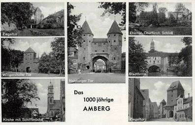 Das 1000 jährige Amberg Nabburger Tor Ziegeltor Stadtbrille Postkarte AK 1937