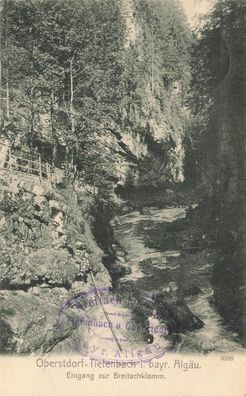 Eingang zur Breitachklamm Oberstdorf-Tiefenbach Allgäu Bayern Postkarte AK 1906