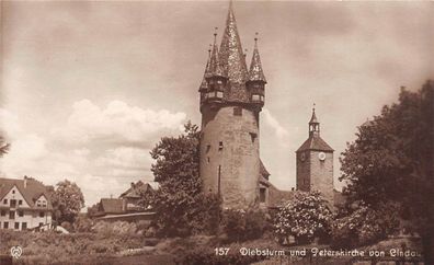 Diebsturm und Peterskirche von Lindau Postkarte AK