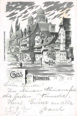 Gruss aus Nürnberg An der Pegnitz Postkarte AK 1905