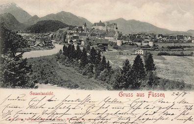 Gruss aus Füssen Gesamtansicht Bayern Postkarte AK 1902