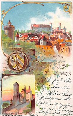 Gruss aus Nürnberg Die Burg Aufgang zur Burg Postkarte AK 1902