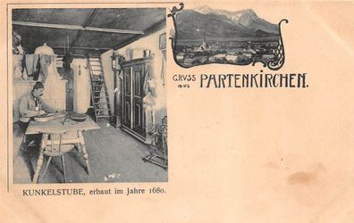 Gruss aus Partenkirchen Kunkelstube erbaut im Jahre 1680 Postkarte AK