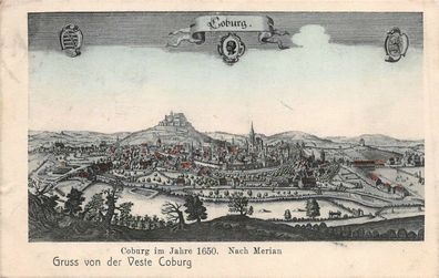 Gruss von der Veste Coburg 1650 nach Merian AK 1906