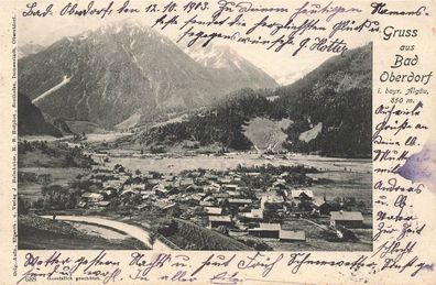 Gruß aus Bad Oberdorf mit Stadtansicht in Allgäu Bayern Postkarte AK 1903