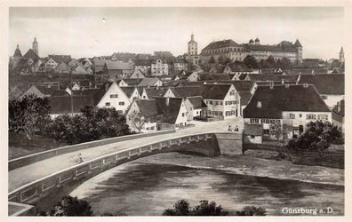 Günzburg a. D. Häuser, Brücke Foto Karte 1936