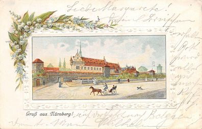 Gruß aus Nürnberg Postkarte Litho